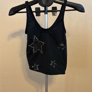 Auden Black Star Embellished Tank Top y2k